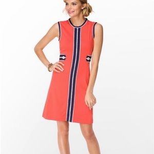 Lilly Pulitzer Fannie Stitch Coral Orange/Navy Blue Dress Retro Vintage Style